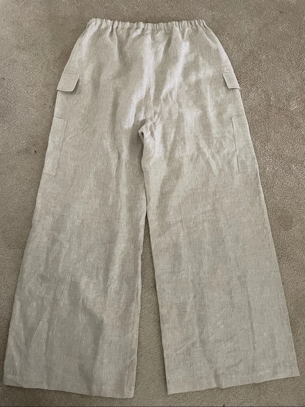 Reformation Ethan linen cargo pants in oat wide leg XL plus size